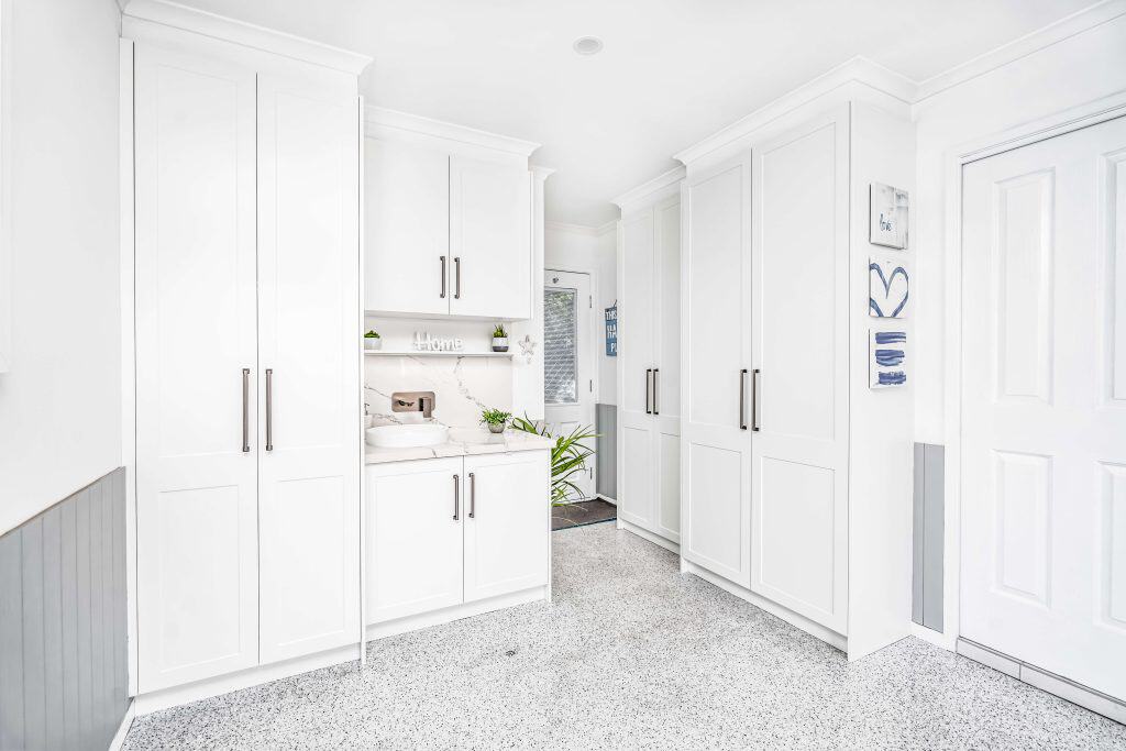 A wide off angle view of a luxurious modern bathroom remodel in Shailer Park.